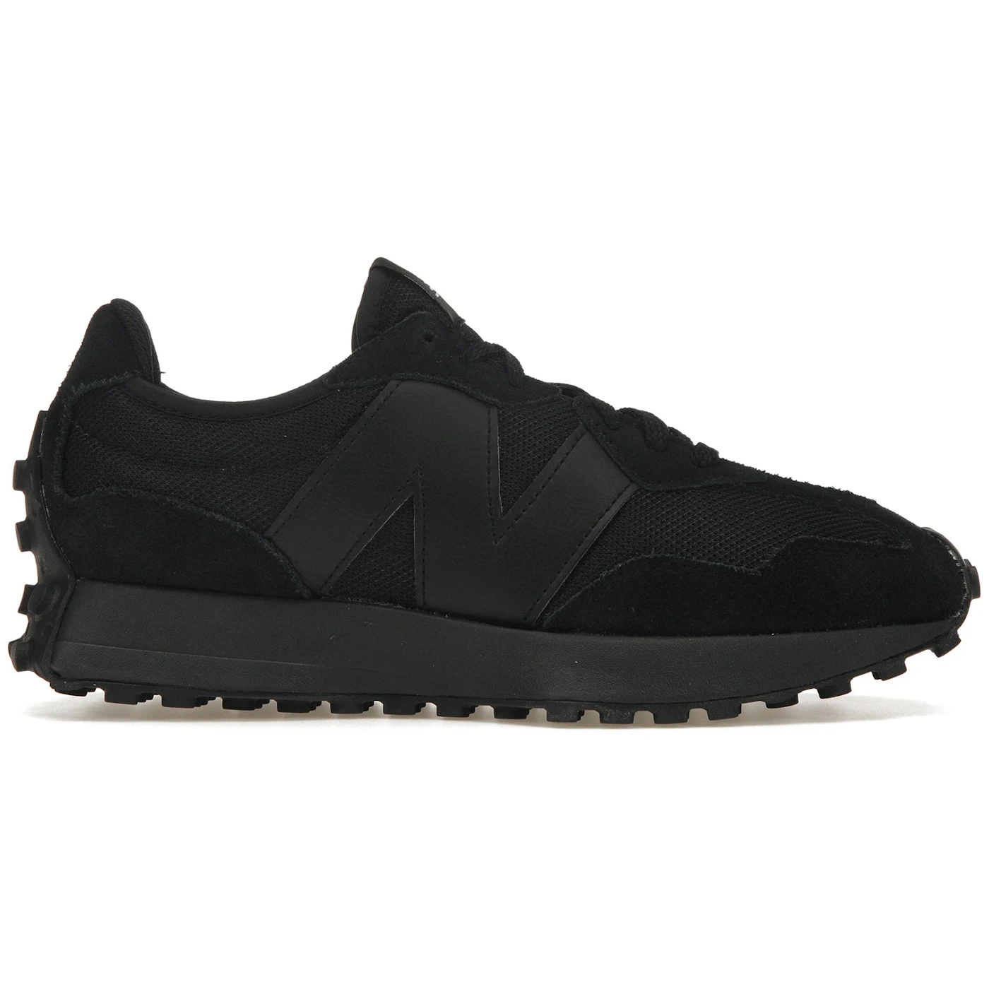 New Balance 327 Black White Tongue Logo