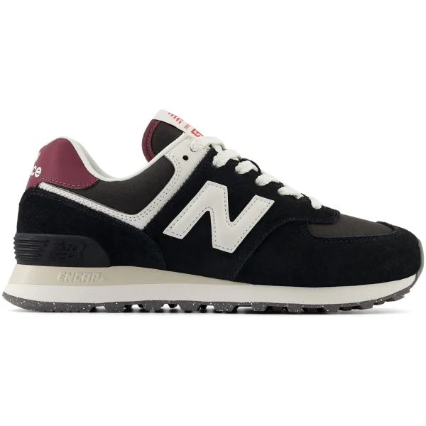 New Balance 574 Black White Burgundy (Women&rsquo;s)
