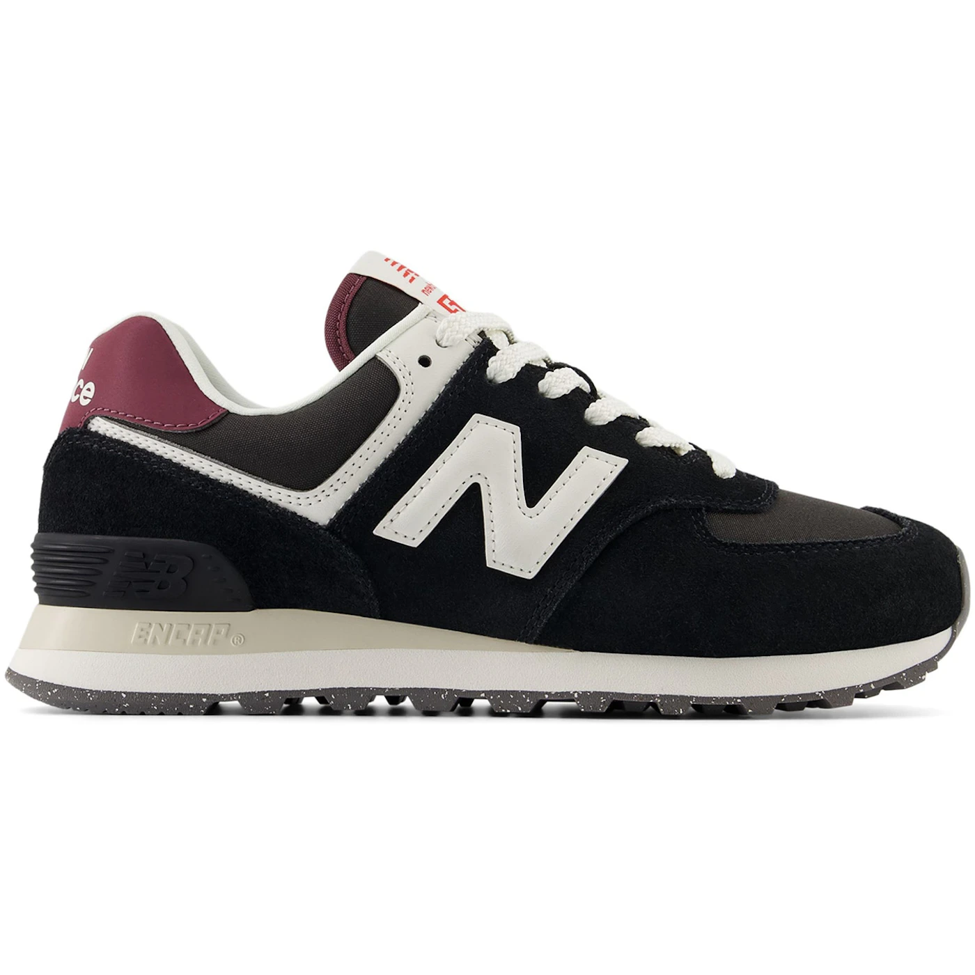 New Balance 574 Black White Burgundy (Women's)