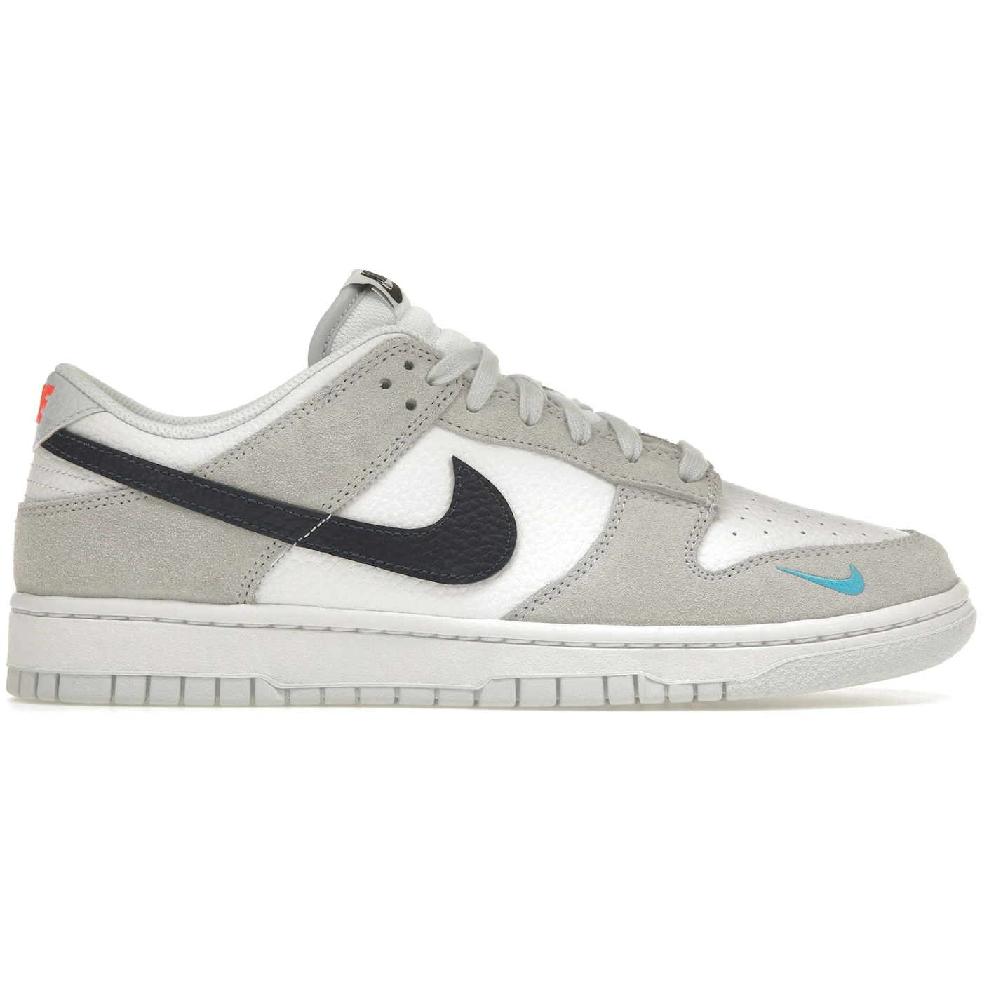 Nike Dunk Low White Grey Navy Aqua Mini Swoosh 1 Nike Dunk Low White Grey Navy Aqua Mini Swoosh