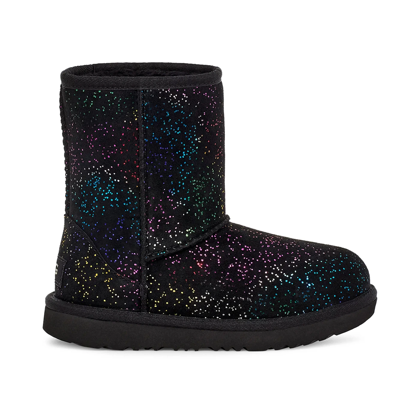 UGG Classic II Shimmer Sky Boot Black Rainbow Metallic Kids 1 2