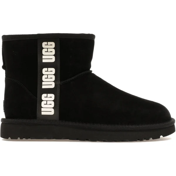 UGG Classic Mini Side Logo Boot Black White (Women&rsquo;s)