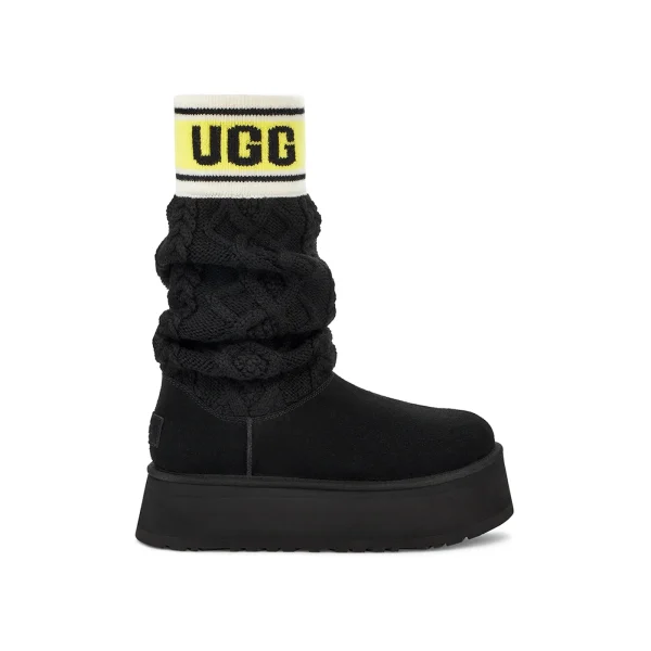 UGG Classic Sweater Letter Boot Black (Women&rsquo;s)