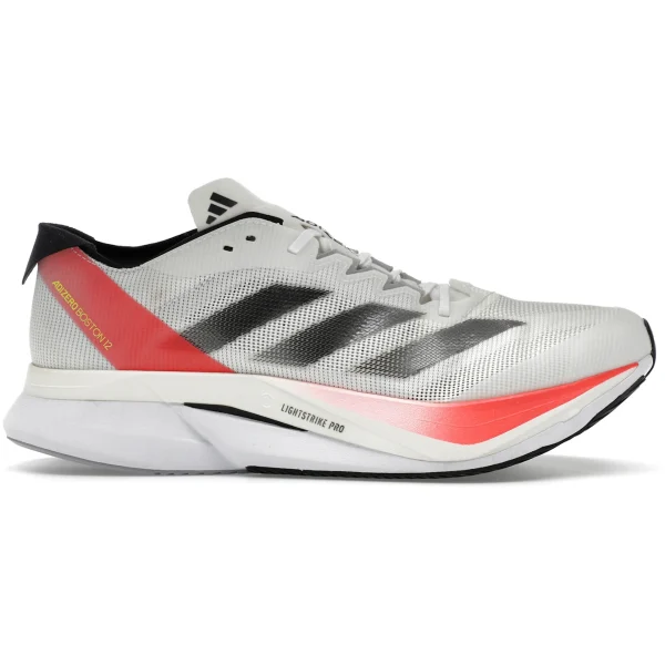 adidas Adizero Boston 12 Cloud White Aurora Met. Solar Red