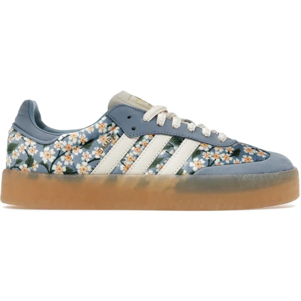 adidas Sambae Liberty London Floral Embroidery Blue Cream White (Womens)