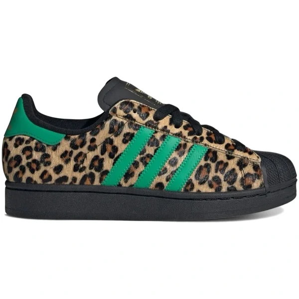adidas Superstar Black Green Leopard (Womens)