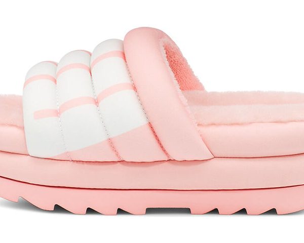 UGG Maxi Slide Logo Pink Scallop (Womens)