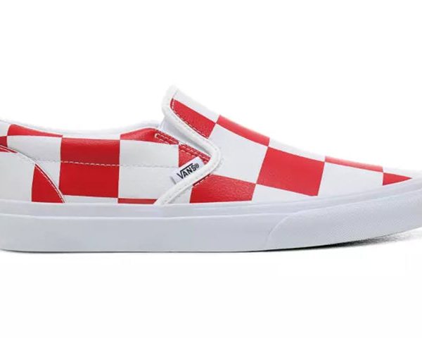 Vans Classic Slip-On Leather Check White Racing Red