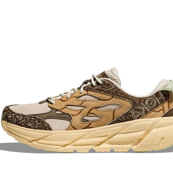 Hoka One One Clifton L Suede Elite Terrain System Oat Milk Pollen