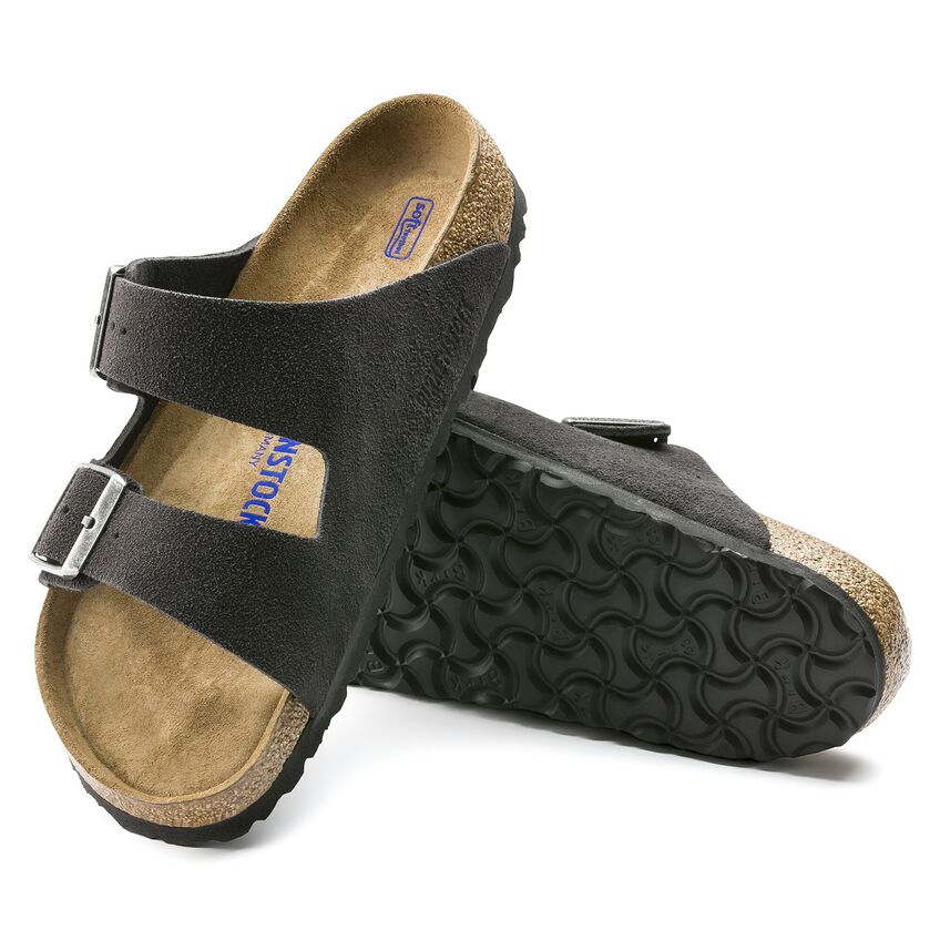 Birkenstock Arizona Soft Footbed Suede Velvet Grey 7 Birkenstock Arizona Soft Footbed Suede Velvet Grey