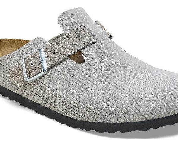 Birkenstock Boston Embossed Corduroy Suede Stone Coin