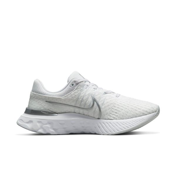 Nike React Infinity Run Flyknit 3 White Metallic Silver (Womens)