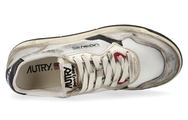 Autry Super Vintage Low Distressed White Leather Mesh Black Gold Metallic 5 Autry Super Vintage Low Distressed White Leather Mesh Black Gold Metallic