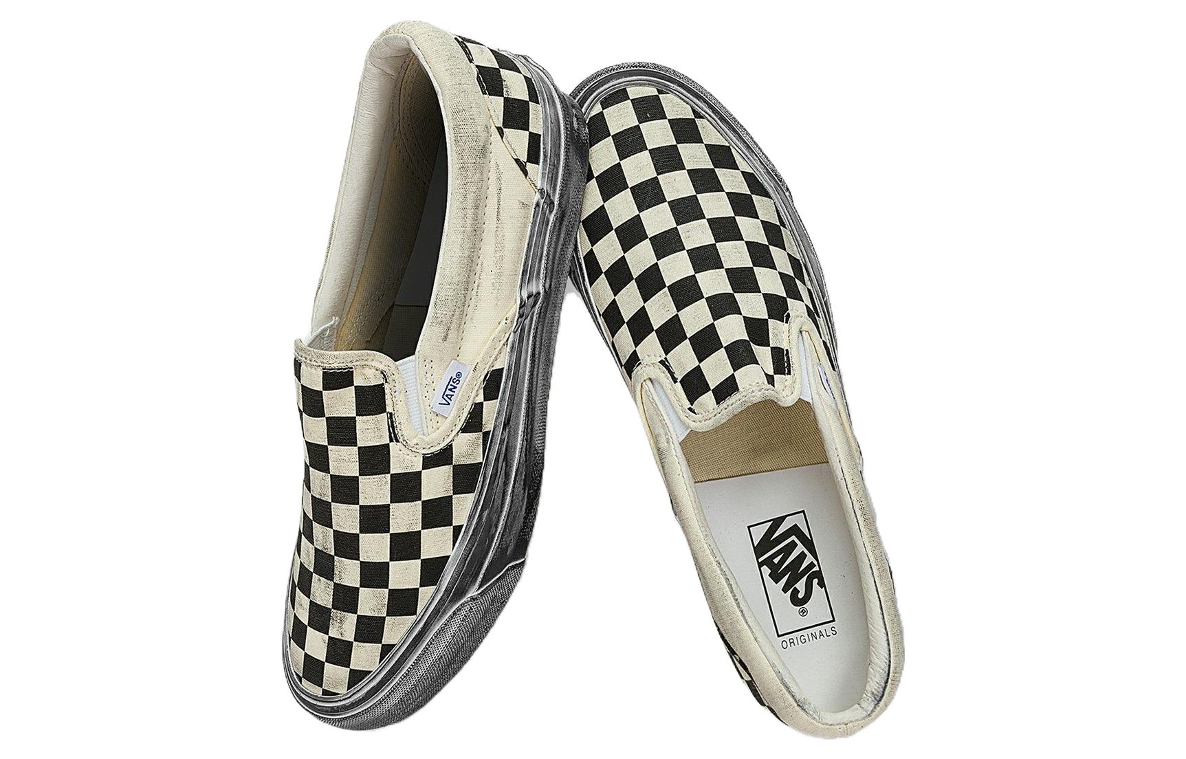 Vans Vault UA OG Classic Slip-On LX Stressed Black Checkerboard 5 Vans Vault UA OG Classic Slip-On LX Stressed Black Checkerboard