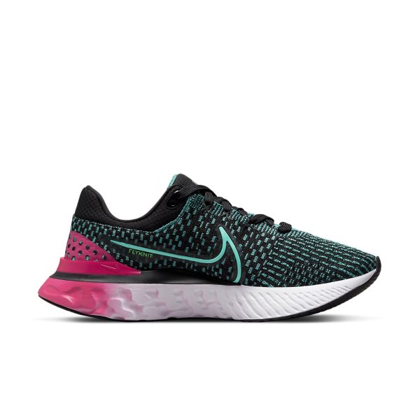Nike React Infinity Run Flyknit 3 Black Pink Turquoise (Womens)