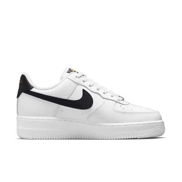 Nike Air Force 1 Low 07 Essential White Black Gold Mini Swoosh (Womens)