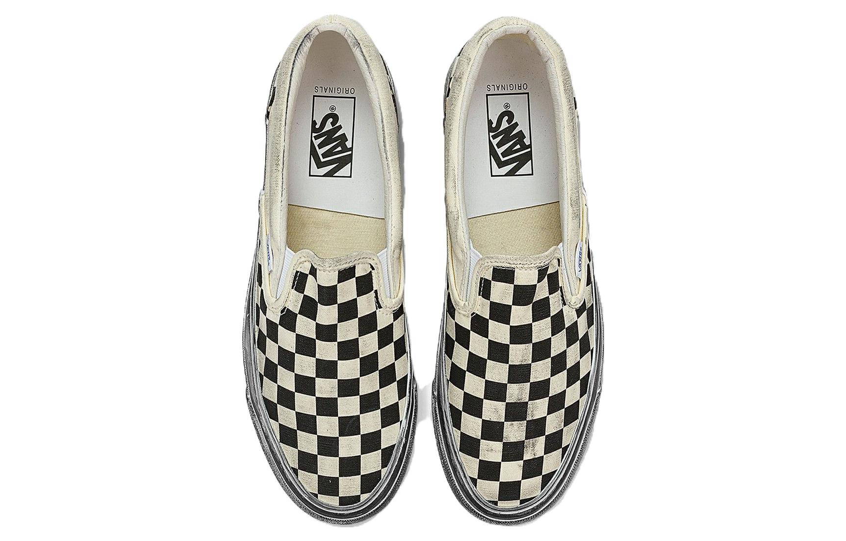 Vans Vault UA OG Classic Slip-On LX Stressed Black Checkerboard 6 Vans Vault UA OG Classic Slip-On LX Stressed Black Checkerboard