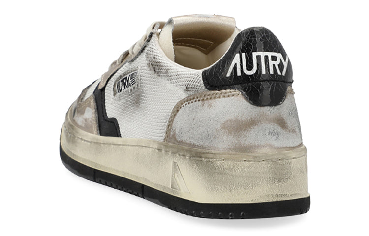 Autry Super Vintage Low Distressed White Leather Mesh Black Gold Metallic 6 Autry Super Vintage Low Distressed White Leather Mesh Black Gold Metallic