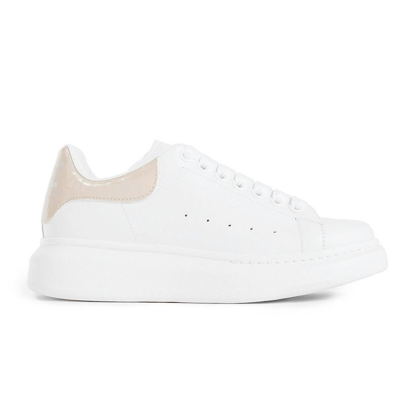 Alexander McQueen Oversized White Light Pink Croc (Womens)