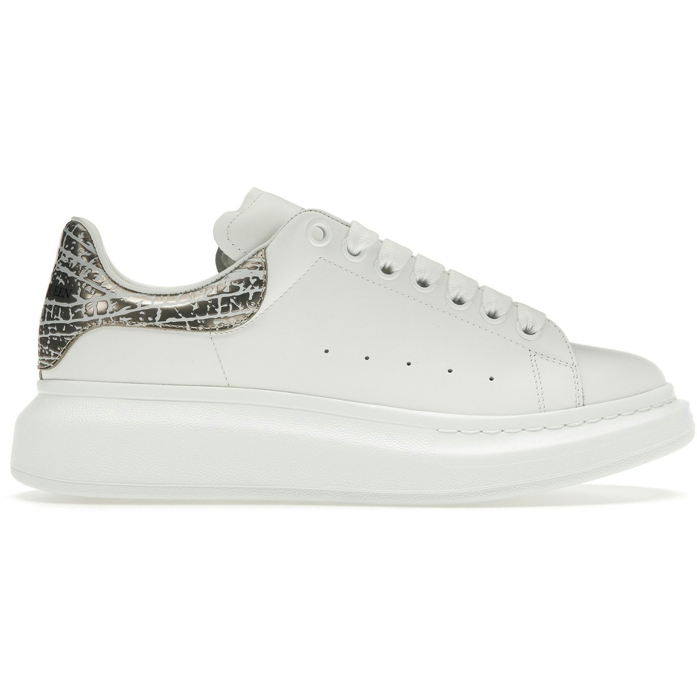 Alexander McQueen Oversized White Silver Croc 1 Alexander McQueen Oversized White Silver Croc