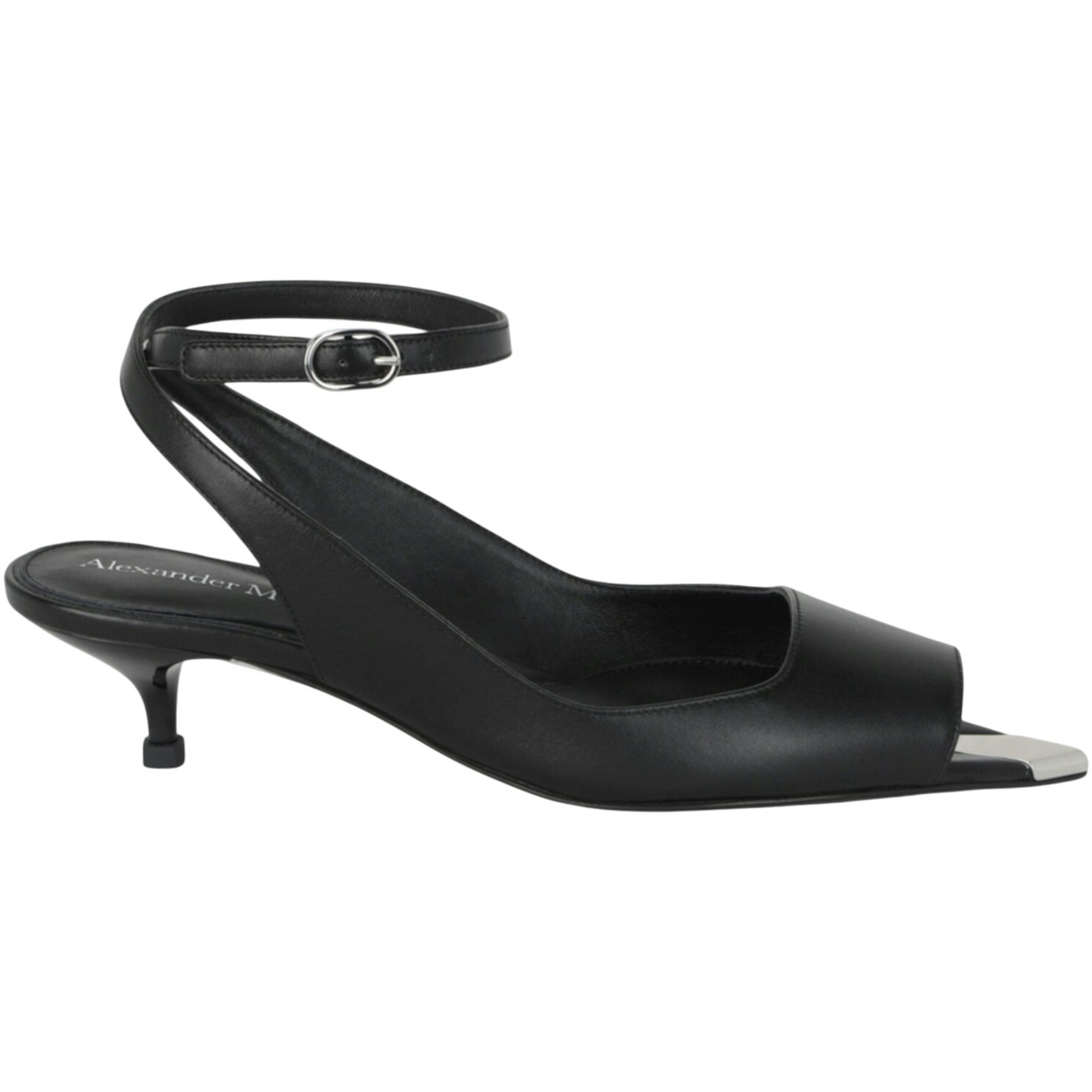 Alexander McQueen Punk Peep Toe 2 In Sandals Black Silver (Womens) 3 Alexander McQueen Punk Peep Toe 2 In Sandals Black Silver (Womens)