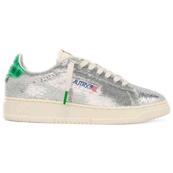 Autry Dallas Low Sparkling Silver Green Sequins