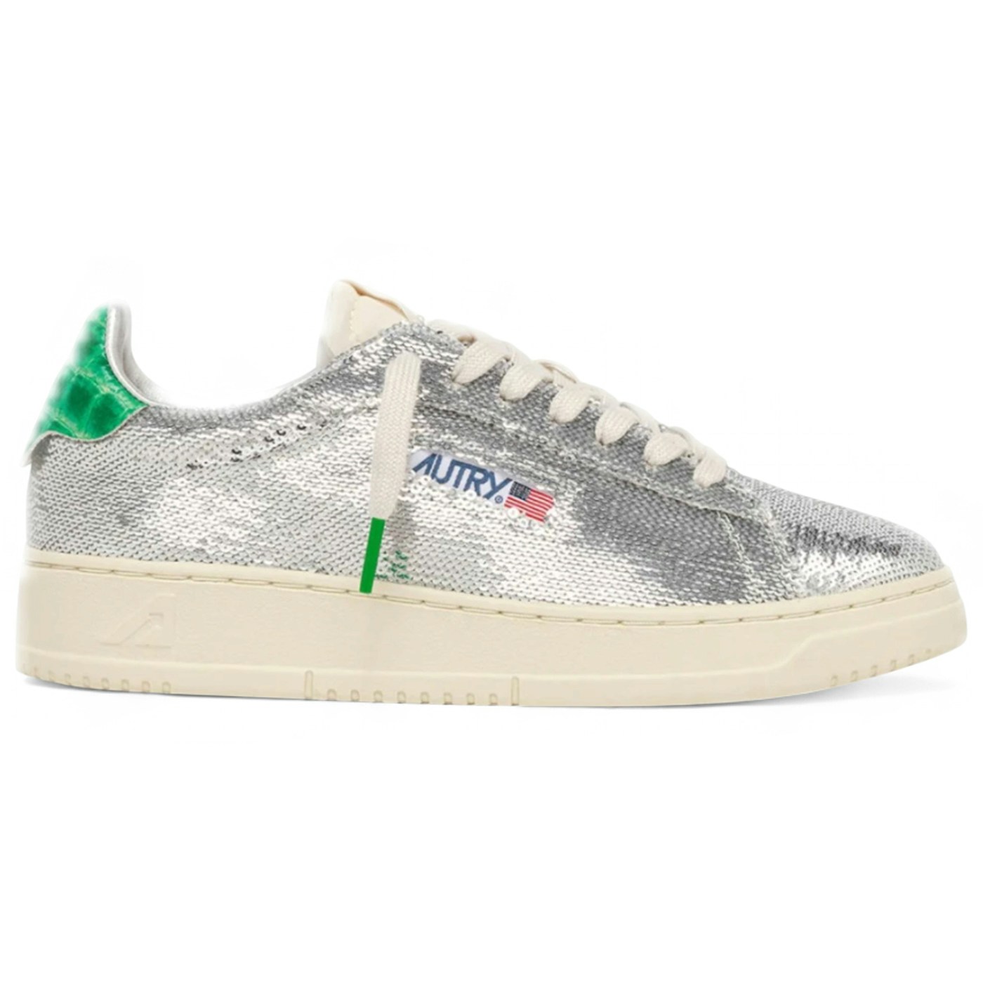 Autry Dallas Low Sparkling Silver Green Sequins