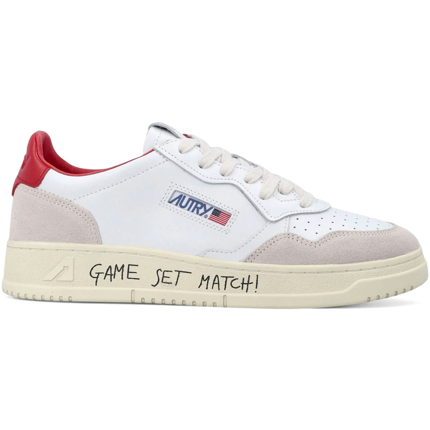Autry Medalist Leather Low Game Set Match! White Red