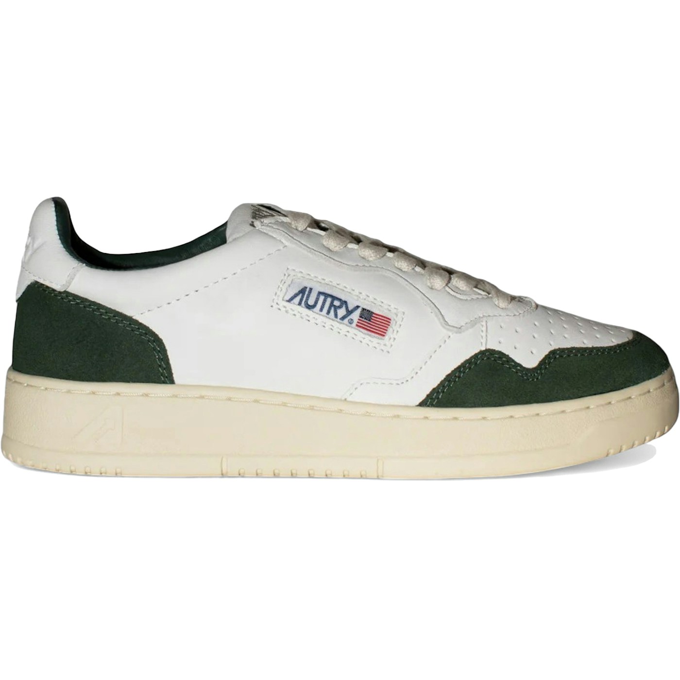 Autry Medalist Leather Low White Bottle Green