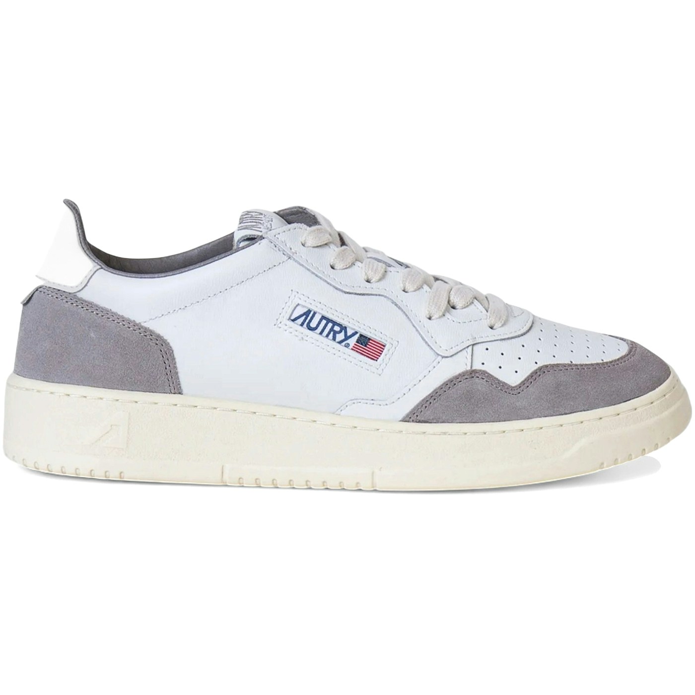 Autry Medalist Leather Low White Cement