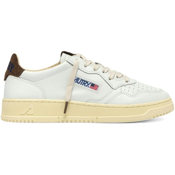 Autry Medalist Leather Low White Chocolate Chip Suede