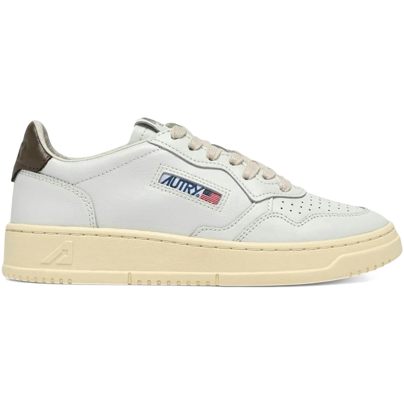 Autry Medalist Leather Low White Chocolate Leather