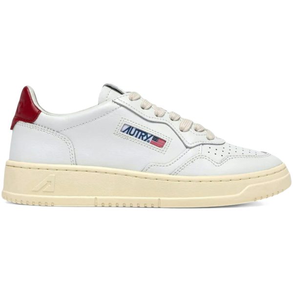 Autry Medalist Leather Low White Deep Claret Leather (Womens)