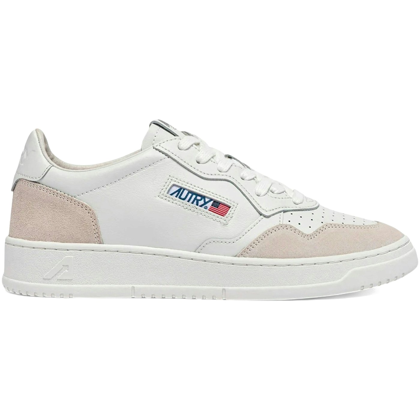 Autry Medalist Leather Low White Leather and Suede