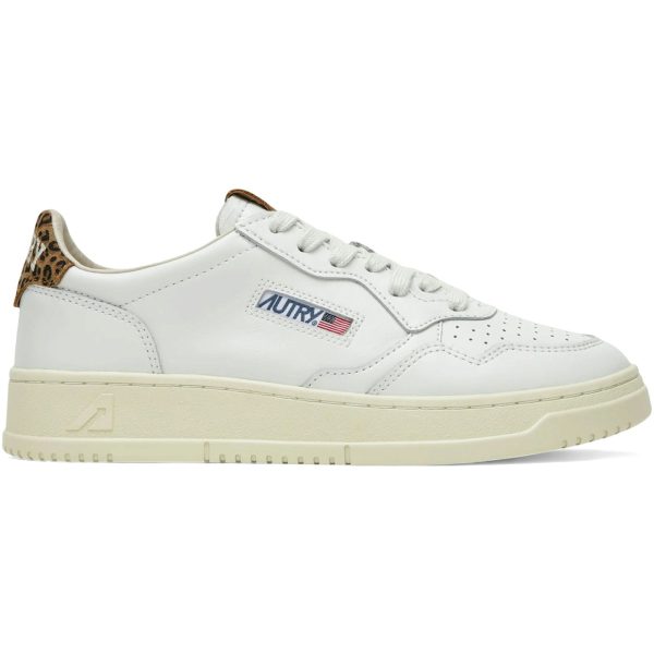 Autry Medalist Leather Low White Leopard (Womens)