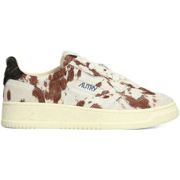 Autry Medalist Leather Low White Neutrals Brown Pony-Print (Womens)