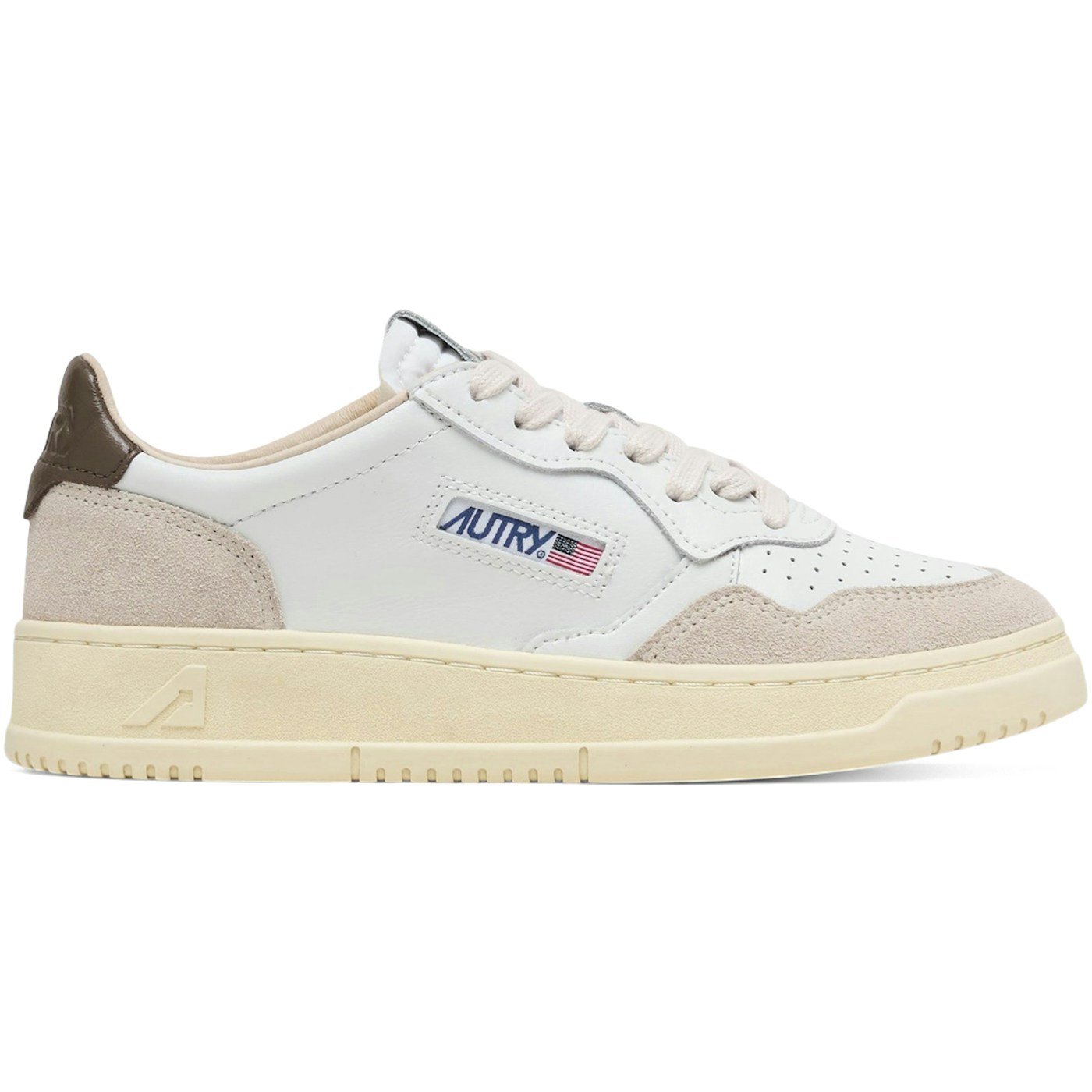 Autry Medalist Leather Low White Teak (Womens)