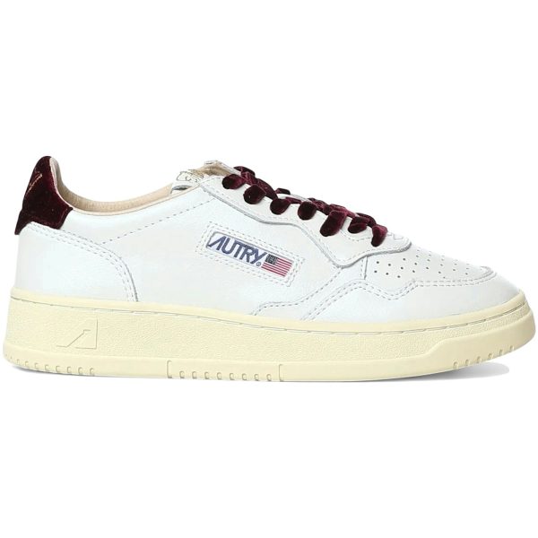 Autry Medalist Leather Low White Velvet Fig (Womens)