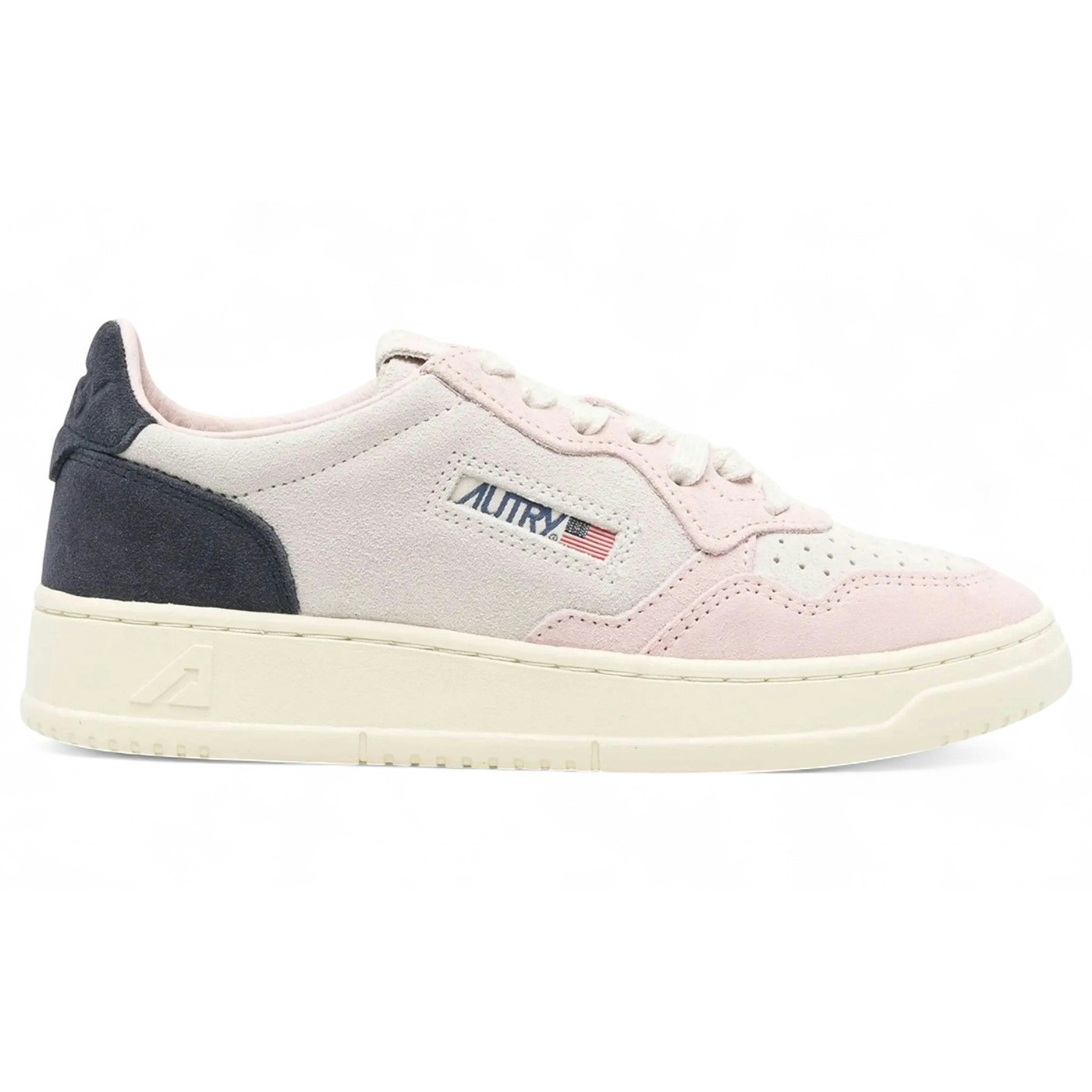 Autry Medalist Low Beige Navy Pink Suede (Womens) 2 Autry Medalist Low Beige Navy Pink Suede (Womens)