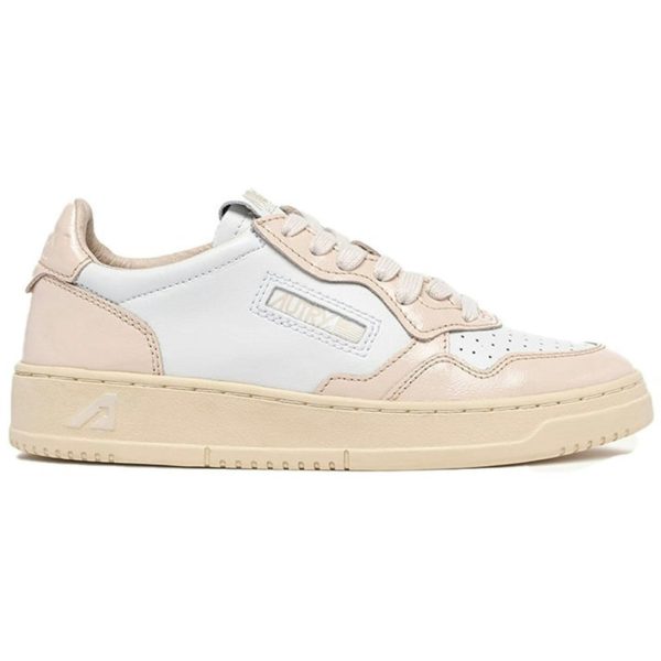 Autry Medalist Low White Light Pink Patenet Leather (Womens)