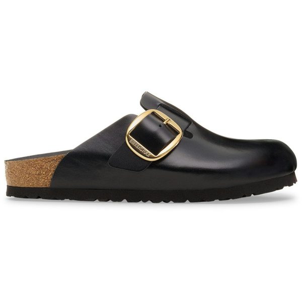 Birkenstock Boston Big Buckle Leather Black Dressy Leather