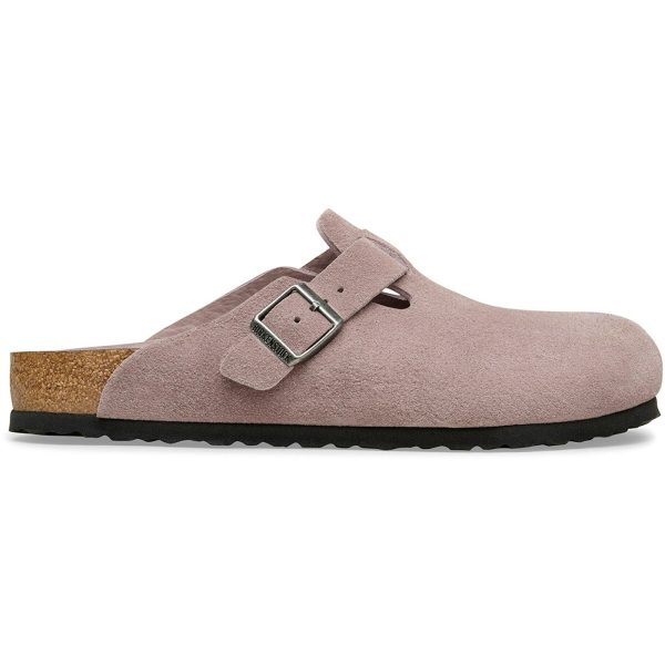 Birkenstock Boston Soft Footbed Suede Leather Faded Purple