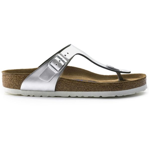 Birkenstock Gizeh Softbed Metallic Silver (Womens)