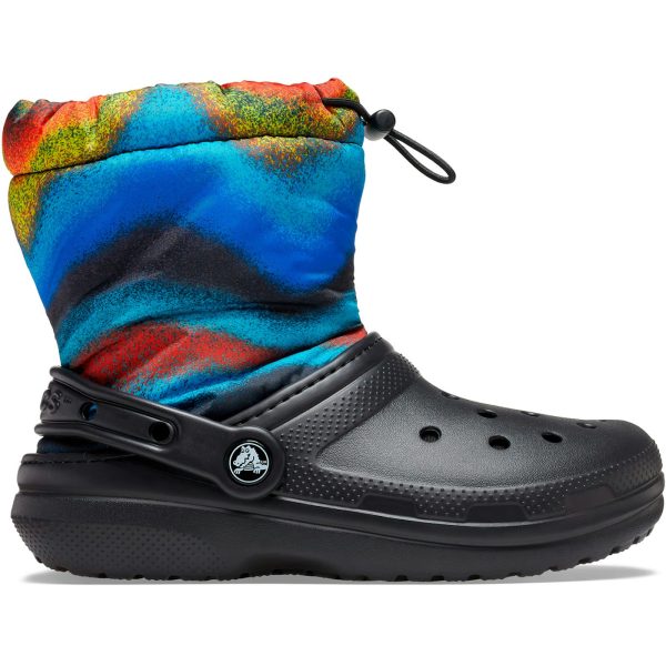 Crocs Classic Lined Spray Dye Neo Puff Boot Black Multi (Kids)