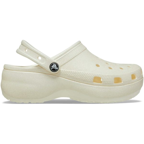 Crocs Classic Platform Glitter Clog Chalk (Womens)