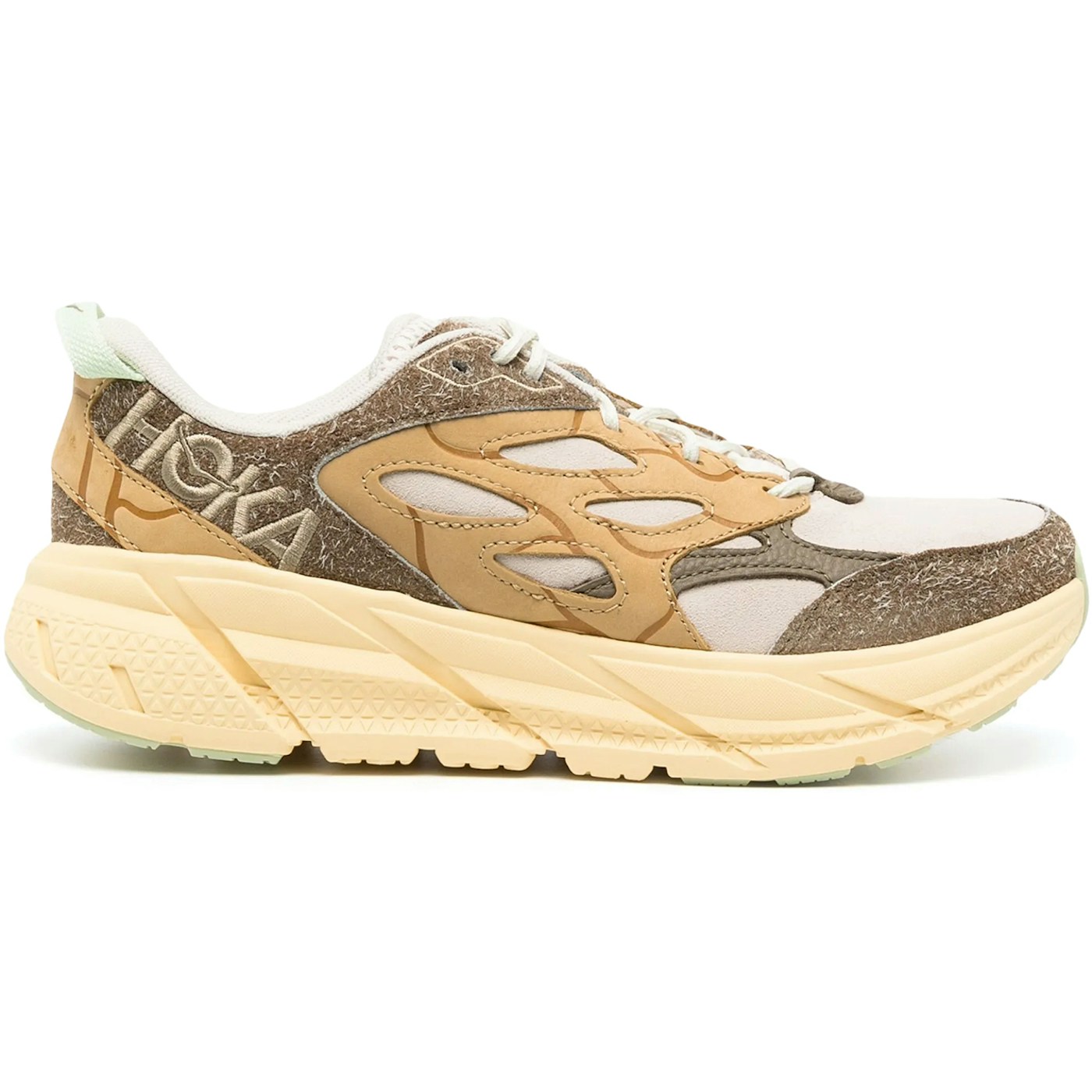 Hoka One One Clifton L Suede Elite Terrain System Oat Milk Pollen
