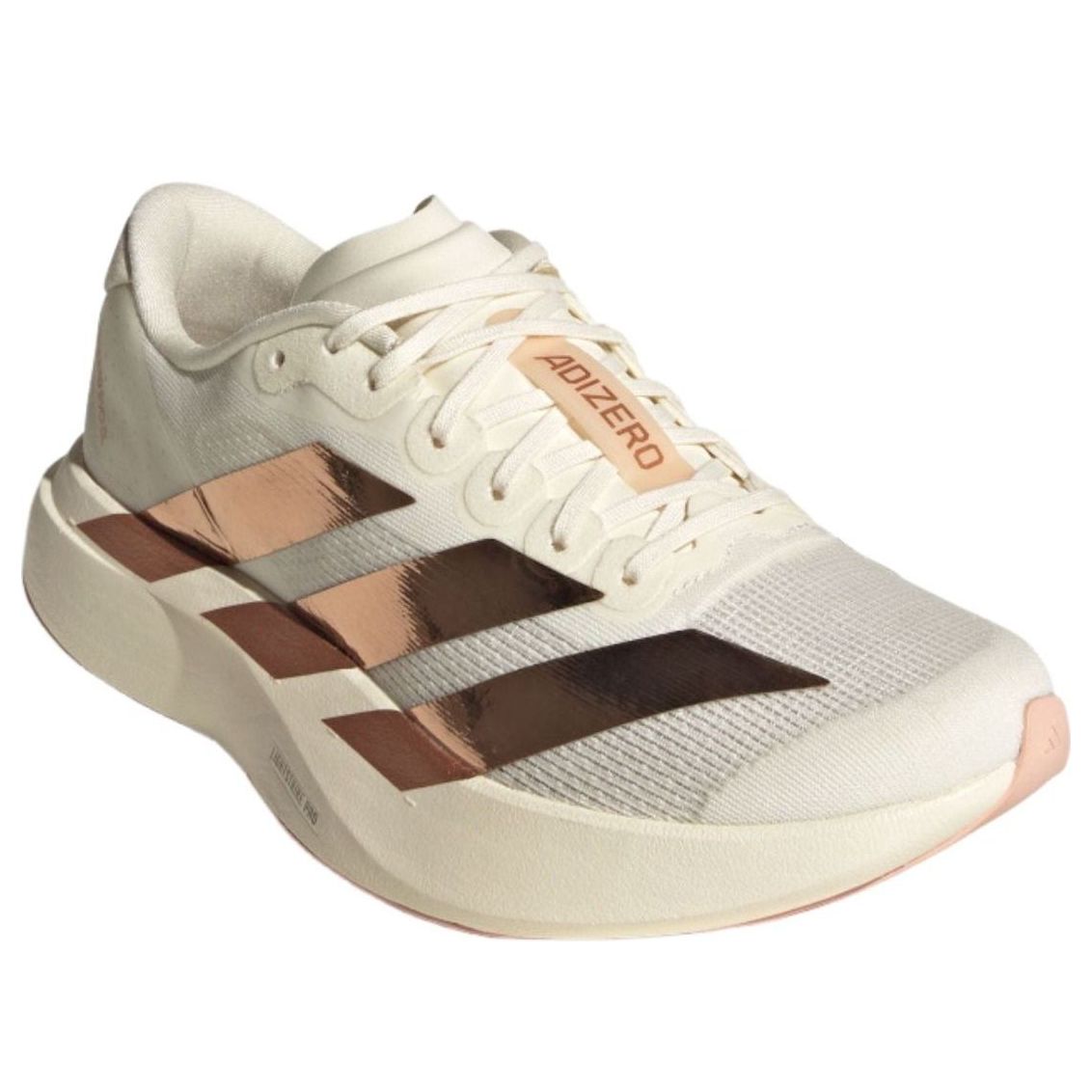 adidas Adizero Evo SL Metallic Stripes Off White Copper (Womens) 7 adidas Adizero Evo SL Metallic Stripes Off White Copper (Womens)