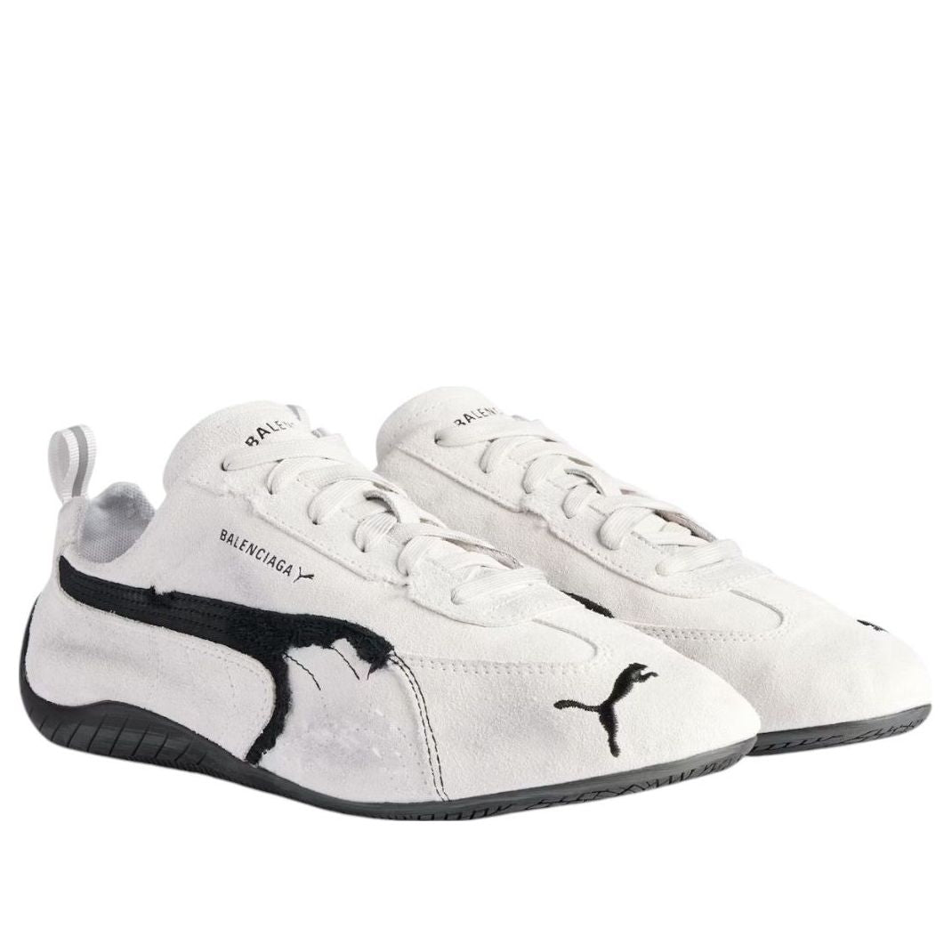 Balenciaga x Puma Speedcat Suede Distressed White Black 4 Balenciaga x Puma Speedcat Suede Distressed White Black