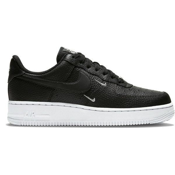Nike Air Force 1 Low 07 Essential Black White Silver Mini Swoosh (Womens)