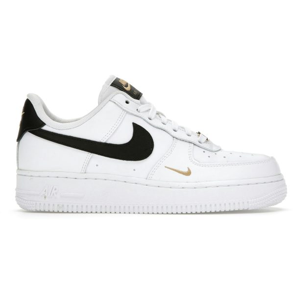 Nike Air Force 1 Low 07 Essential White Black Gold Mini Swoosh (Womens)